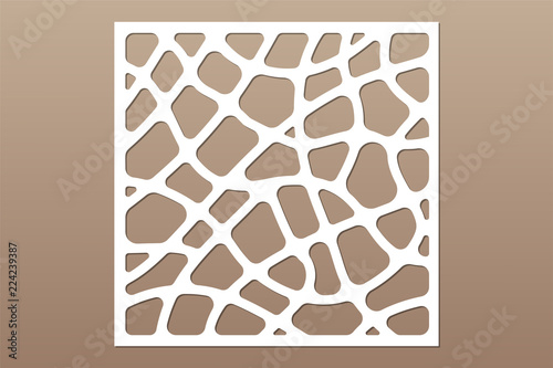 Decorative card for cutting. Abstract geometric linear
pattern. Laser cut. Ratio 1:1. Vector illustration.