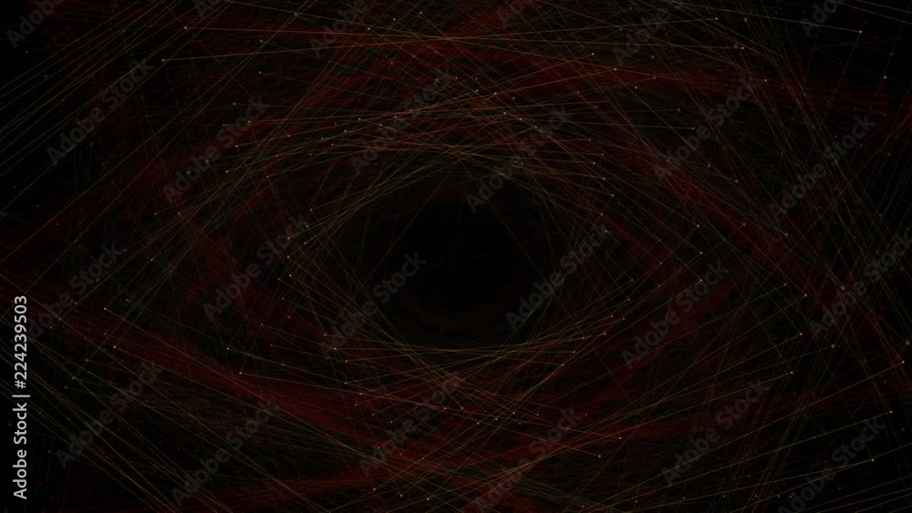 Seamless geometric sparkling  string art pattern on black background