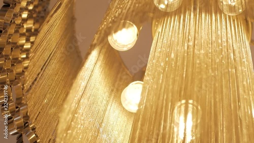 Close up of big gold chandelier