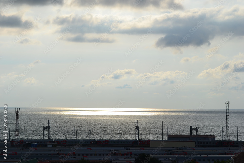 sunset over railroad