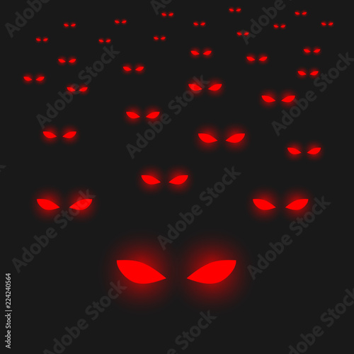 Red eyes in the dark. Vector.
