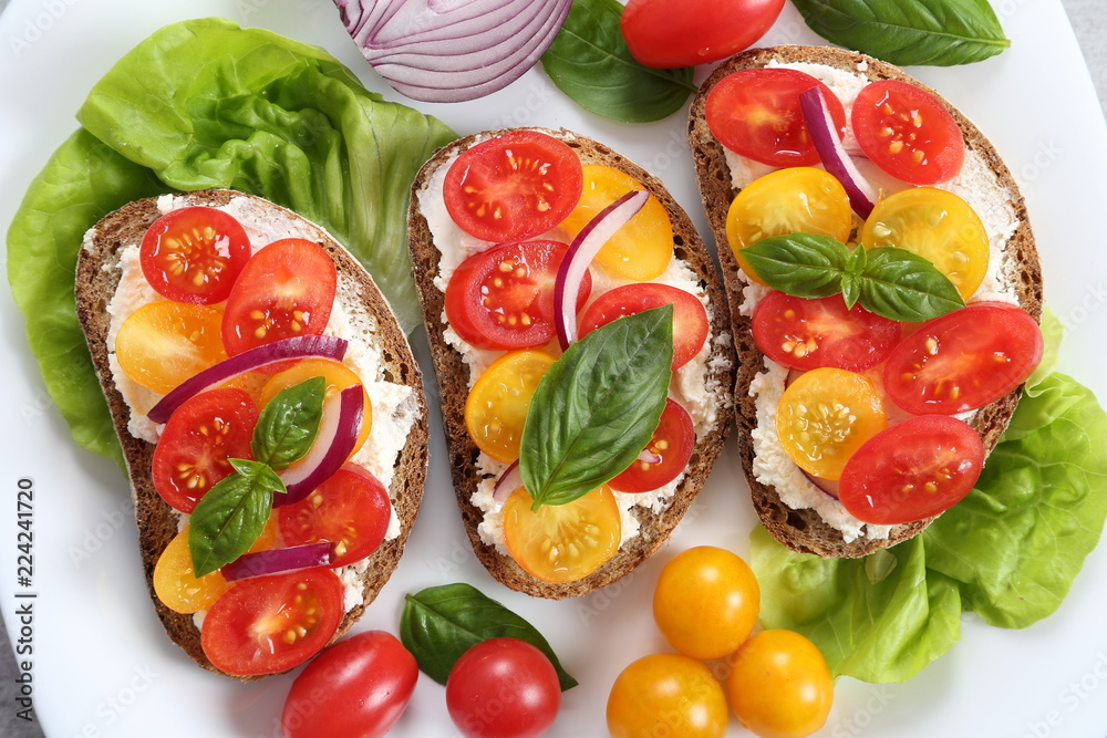Sandwiches with cheese and tomatoes. Sandwiches with cheese and tomatoes.