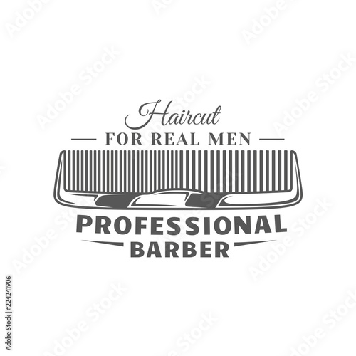 Barbershop label isolated on white background