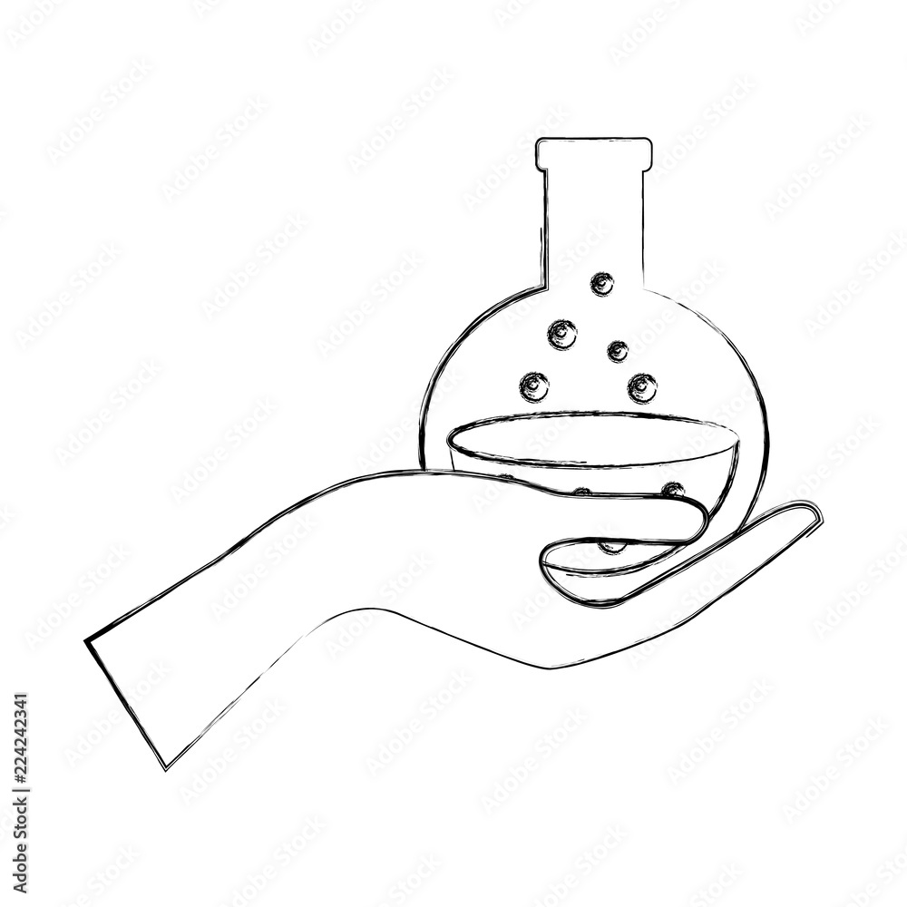hand holding test tube potion hand holding test tube potion