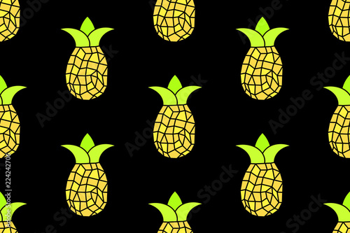 Seamless pattern of yellow pineapple seamless pattern. Vector