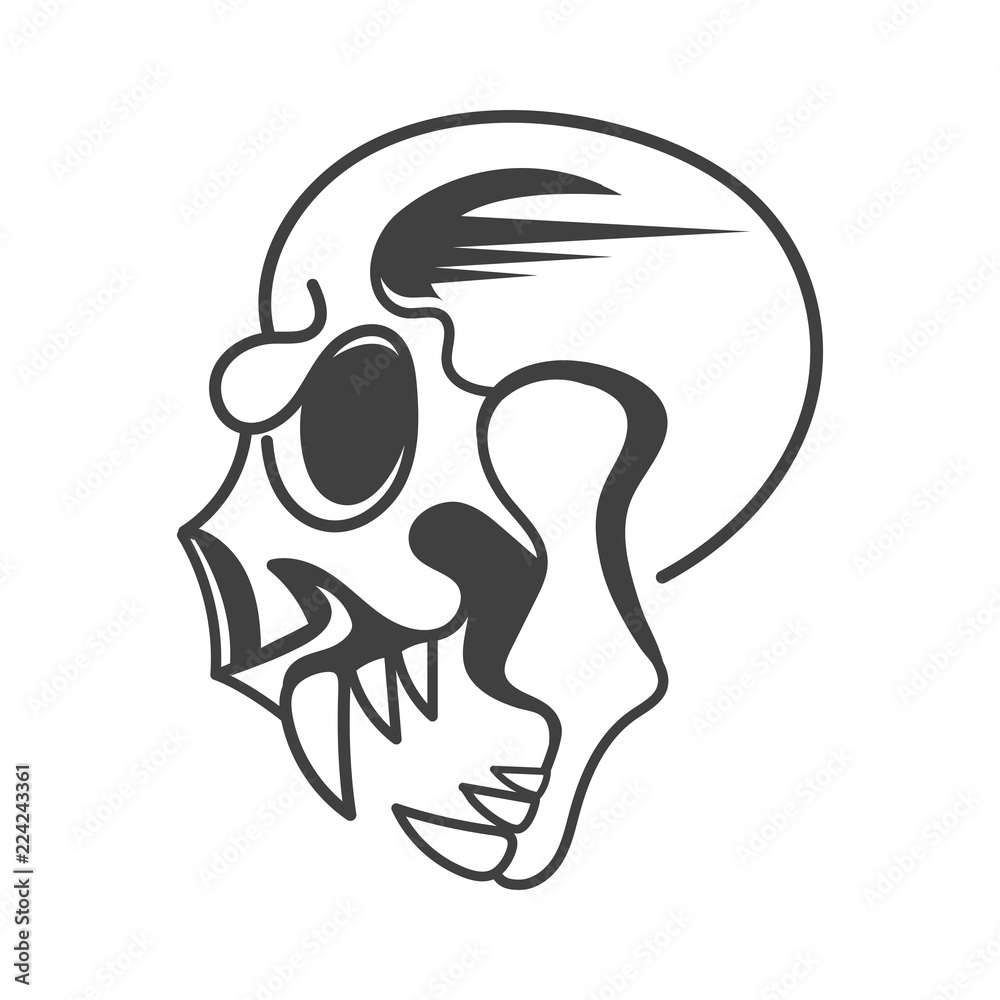 Evil skull side view vector illustration on background