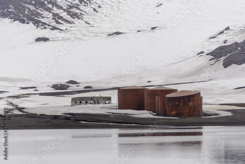 Old whaling station on Deception island, Antarctica