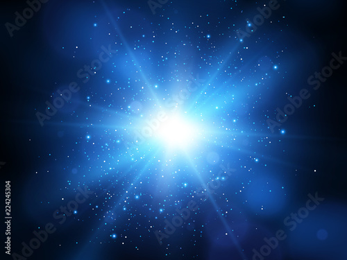 Blue explosion background with rays. Vector absrtact illustration EPS10