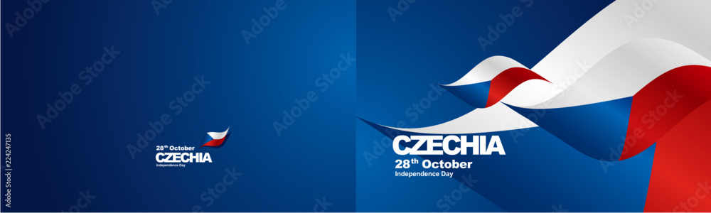 Φωτογραφία Independence Day Czech Republic flag ribbon two fold landscape background