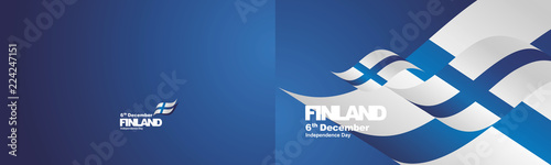 Independence Day Finland flag ribbon two fold landscape background