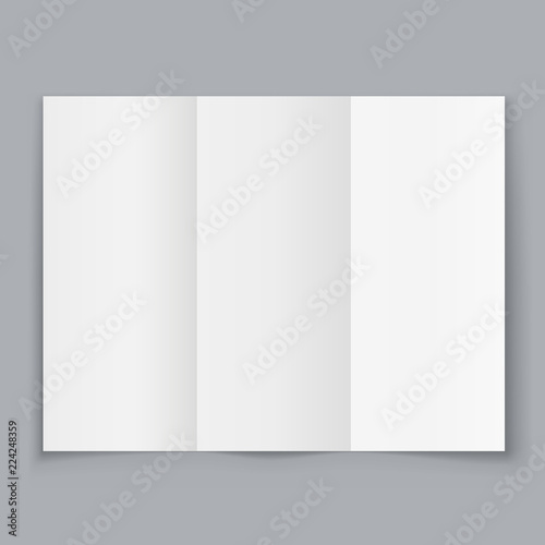 Blank White Trifold Booklet on Grey Background