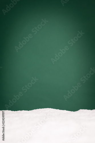 Christmas Snow with Green Background - Room for Text