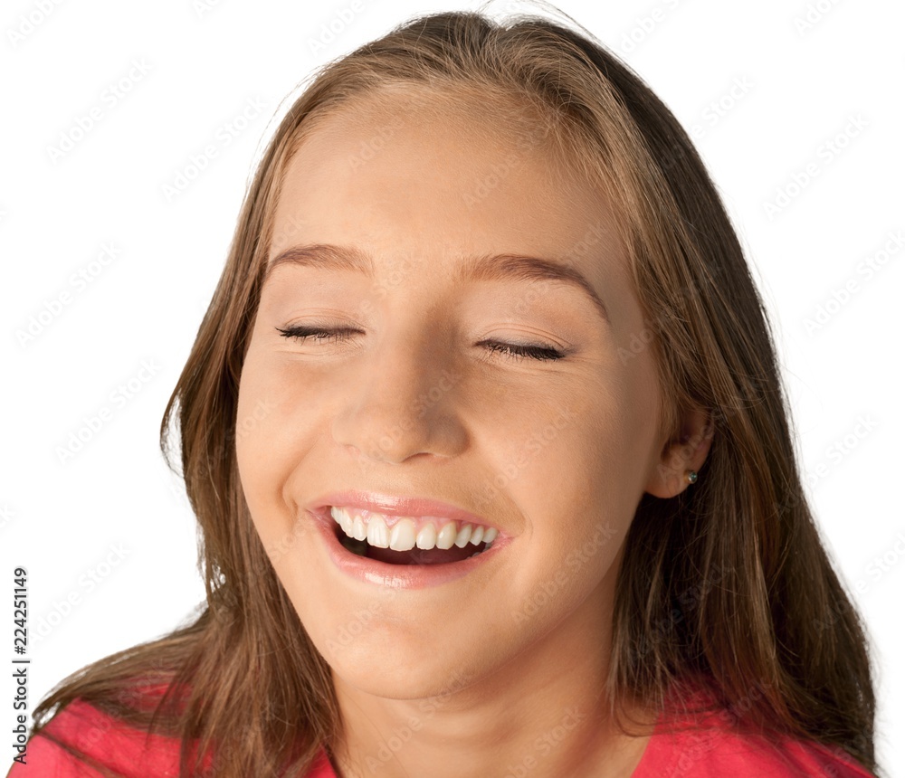 Portrait of an Overjoyed Young Woman with Eyes Closed Portrait of an Overjoyed Young Woman with Eyes Closed