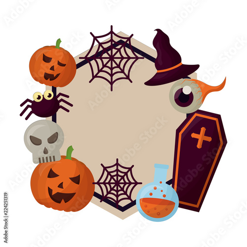 happy halloween circular frame