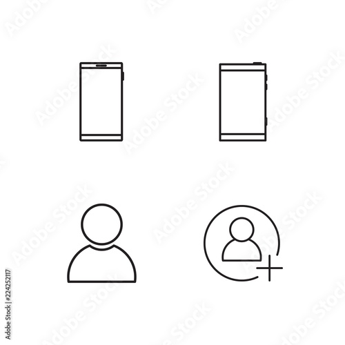 business simple outlined icons set