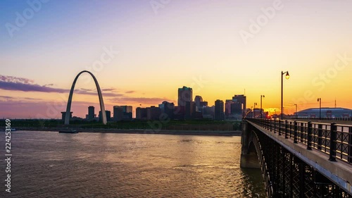 St. Louis, Missouri, USA Skyline on the Missippi River. photo