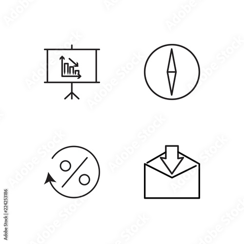 business simple outlined icons set