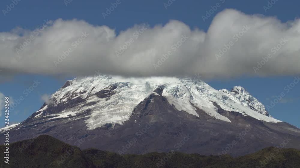 Time-lapse of clouds passing over the snowcapped Antisana Volcano, the fourth highest peak in Ecuador at 5,704 metres. The glaciers are retreating significantly due to climate change. Time-lapse of clouds passing over the snowcapped Antisana Volcano, the fourth highest peak in Ecuador at 5,704 metres. The glaciers are retreating significantly due to climate change.