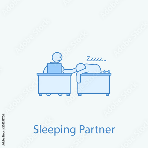 sleeping at the work 2 colored line icon. Simple colored element illustration. Outline symbol design from colleague and business partners set