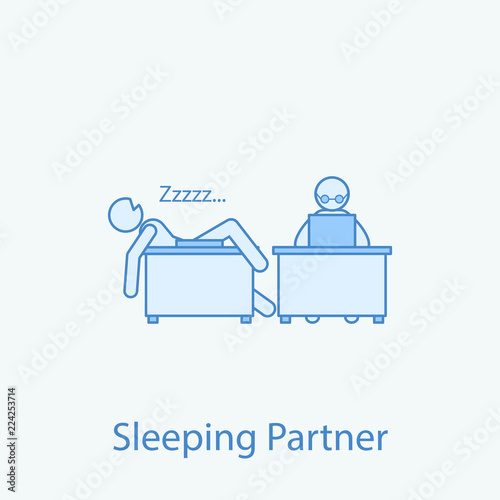sleeping colleague 2 colored line icon. Simple colored element illustration. Outline symbol design from colleague and business partners set