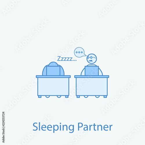 sleeping colleague 2 colored line icon. Simple colored element illustration. Outline symbol design from colleague and business partners set