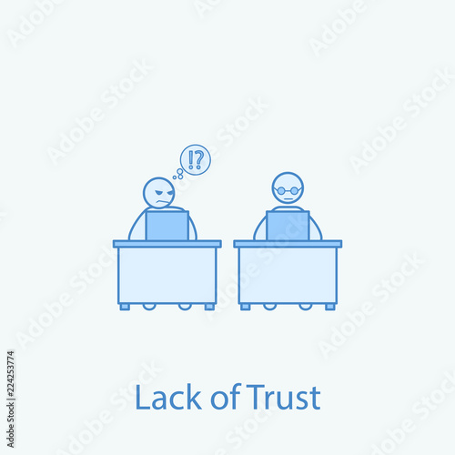 doubt one's colleague 2 colored line icon. Simple colored element illustration. Outline symbol design from colleague and business partners set