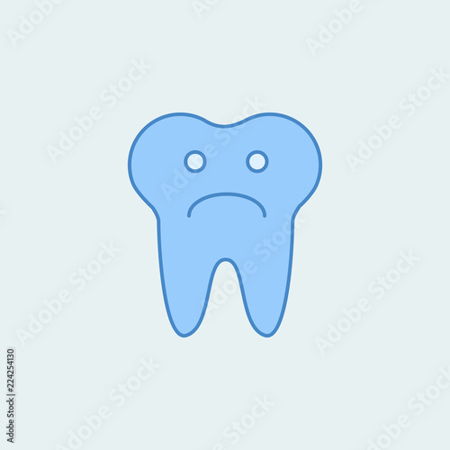 Tooth sad face sign 2 colored line icon. Simple colored element illustration. Outline symbol design from dental set