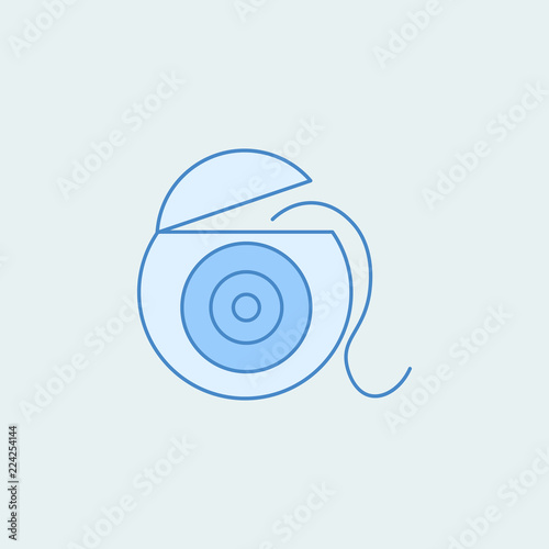 Dental floss 2 colored line icon. Simple colored element illustration. Outline symbol design from dental set