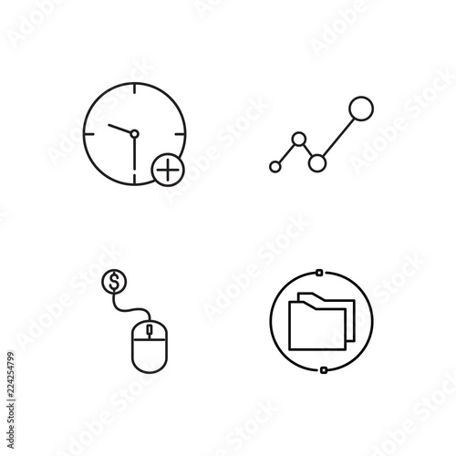 business simple outlined icons set