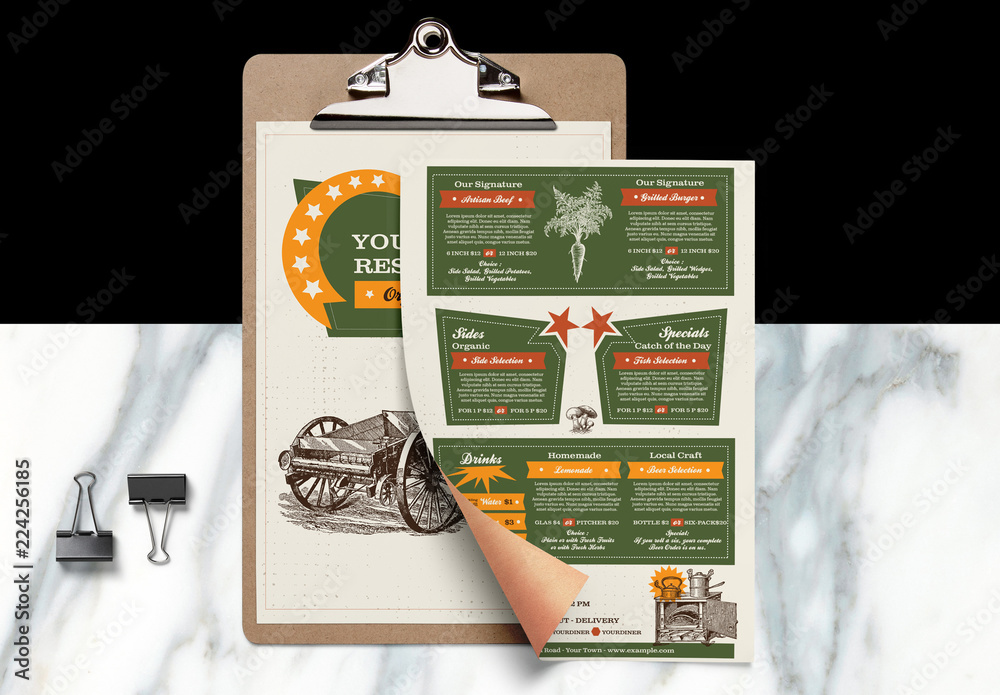Restaurant Menu Layout with Western Illustrations สต็อกเทมเพลต | Adobe ...