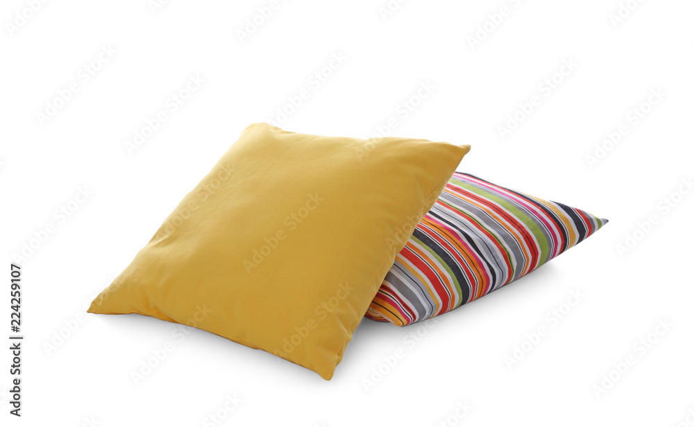 Different colorful pillows on white background Different colorful pillows on white background