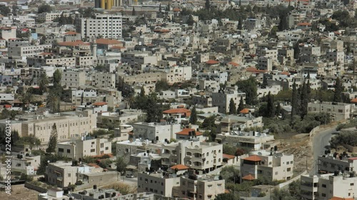 Jenin, Palestine, West Bank, Close view, Jenin houses and buildings, a Palestinian city in northern west bank. 4K footage photo