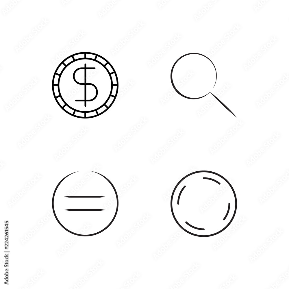business simple outlined icons set