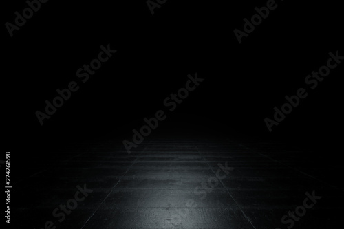 Fototapeta Naklejka Na Ścianę i Meble -  Black Background And Reflective Concrete With floor Empty Space For Text 3D Rendering Illustration