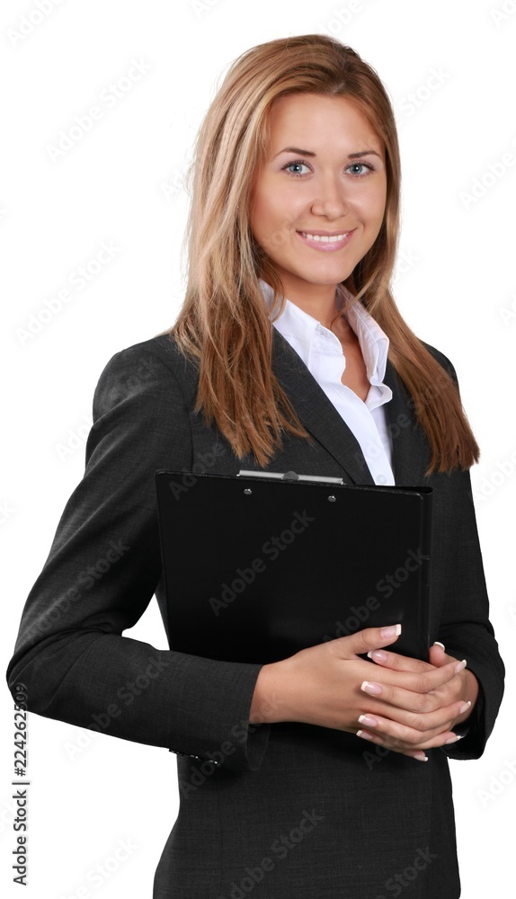 Businesswoman holding a clipboard Businesswoman holding a clipboard
