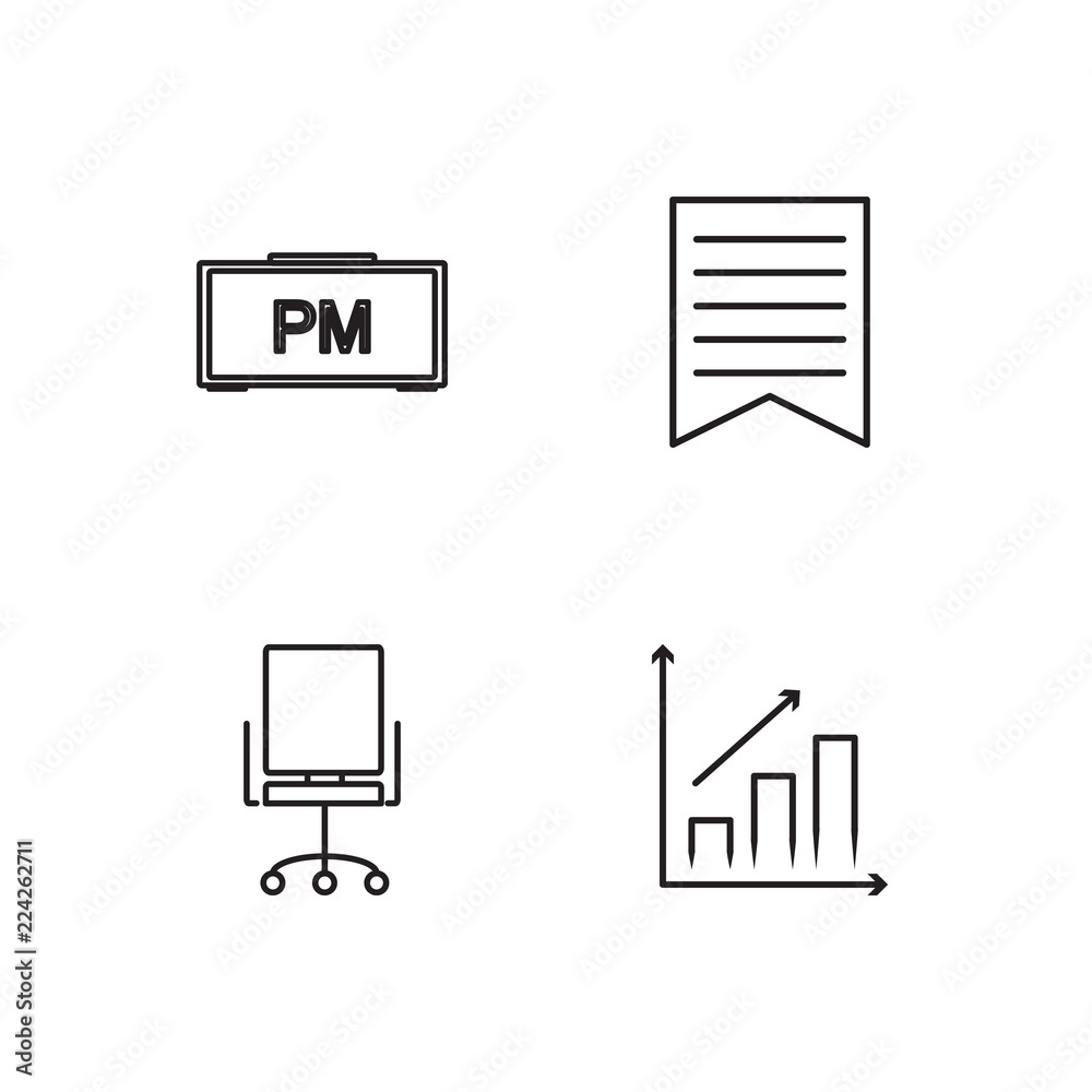 business simple outlined icons set