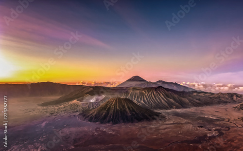 Mountain Bromo active volcano crater in East Jawa  Indonesia.