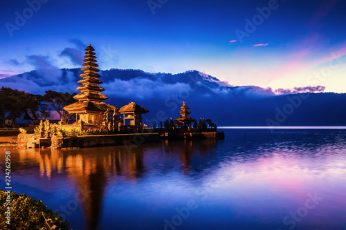 Pura Ulun Danu Bratan Temple, Hindu temple on Bratan lake, Bali, Indonesia