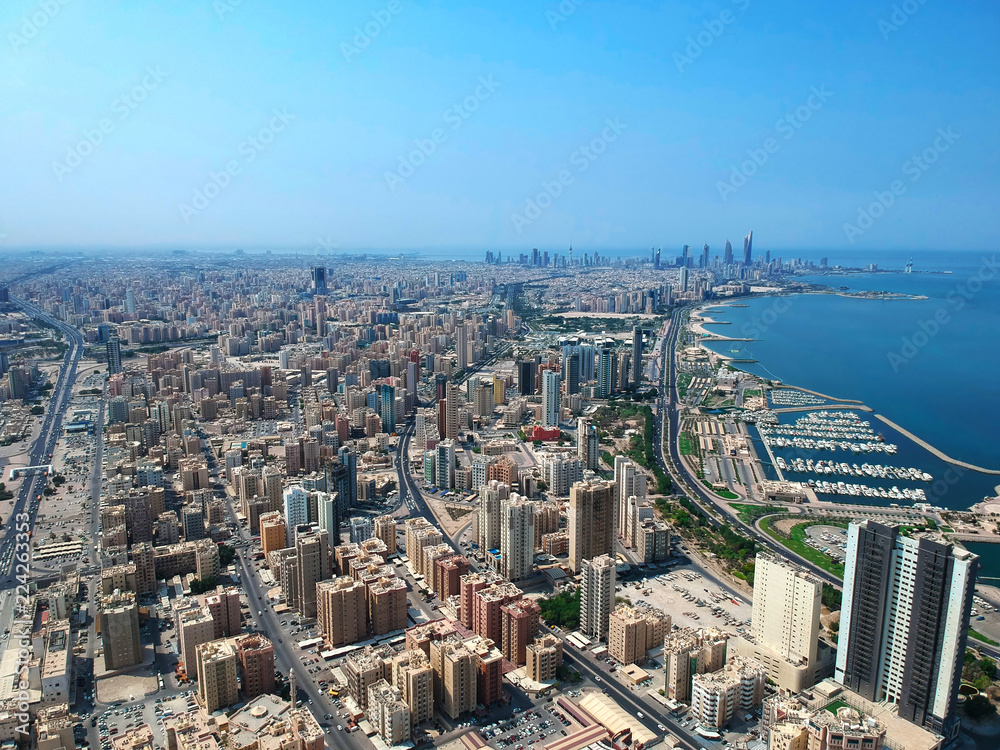 Urban Landscape Of Coastal Salmiya City Kuwait Aerial View