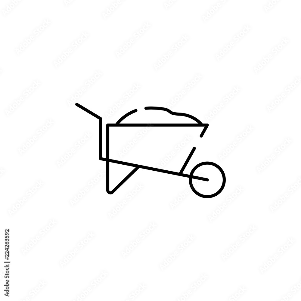wheelbarrow with sand icon. Element of construction for mobile concept and web apps illustration. Thin line icon for website design and development, app development wheelbarrow with sand icon. Element of construction for mobile concept and web apps illustration. Thin line icon for website design and development, app development