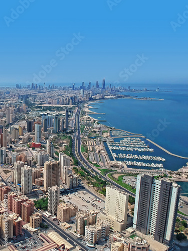 Fototapeta Naklejka Na Ścianę i Meble -  A Beautiful Seaside Coast Aerial View Of Salmiya City Kuwait