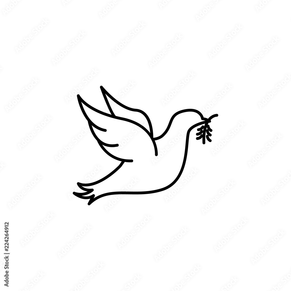 dove with branch of peace icon. Element of peace icon for mobile concept and web apps. Thin line dove with branch of peace icon can be used for web and mobile dove with branch of peace icon. Element of peace icon for mobile concept and web apps. Thin line dove with branch of peace icon can be used for web and mobile