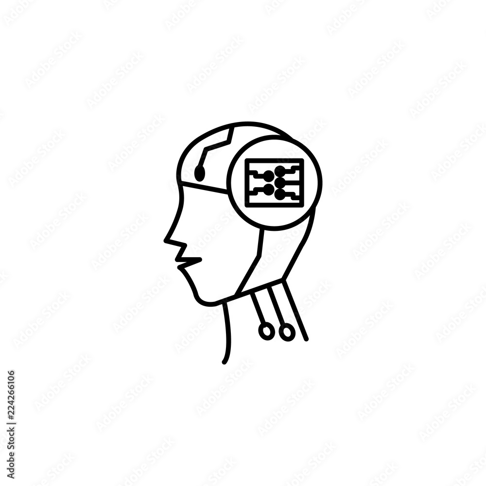 Robot smart brain concept line icon. Simple element illustration. Robot smart brain concept outline symbol design from Robot set. Can be used for web and mobile Robot smart brain concept line icon. Simple element illustration. Robot smart brain concept outline symbol design from Robot set. Can be used for web and mobile