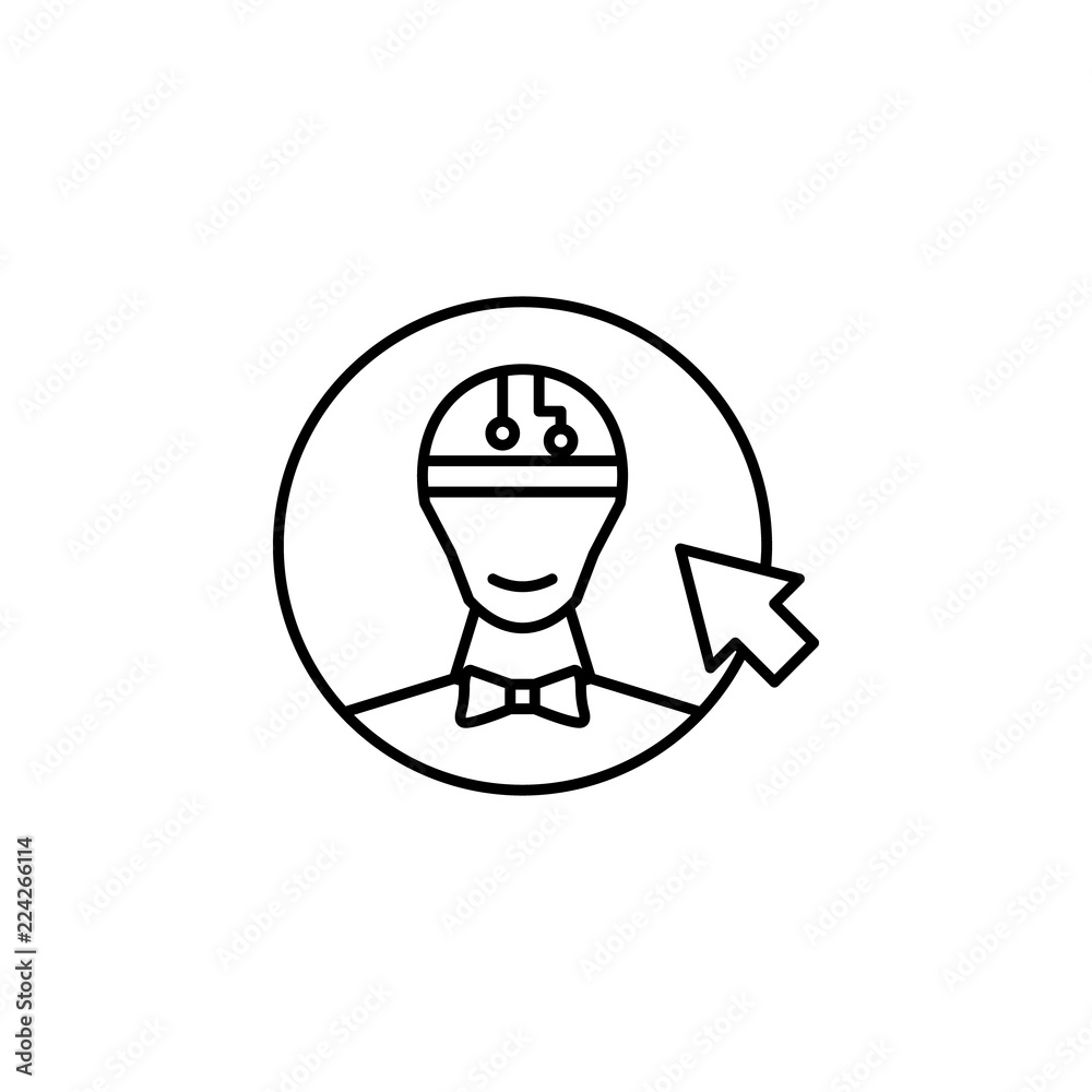 Buy new robot click concept line icon. Simple element illustration. Buy new robot click concept outline symbol design from Robot set. Can be used for web and mobile Buy new robot click concept line icon. Simple element illustration. Buy new robot click concept outline symbol design from Robot set. Can be used for web and mobile