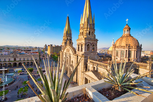 Guadalajara, Jalisc, Mexico-20 April, 2018: Central Landmark Cathedral (Cathedral of the Assumption of Our Lady) located on the central plaza of Guadalajara