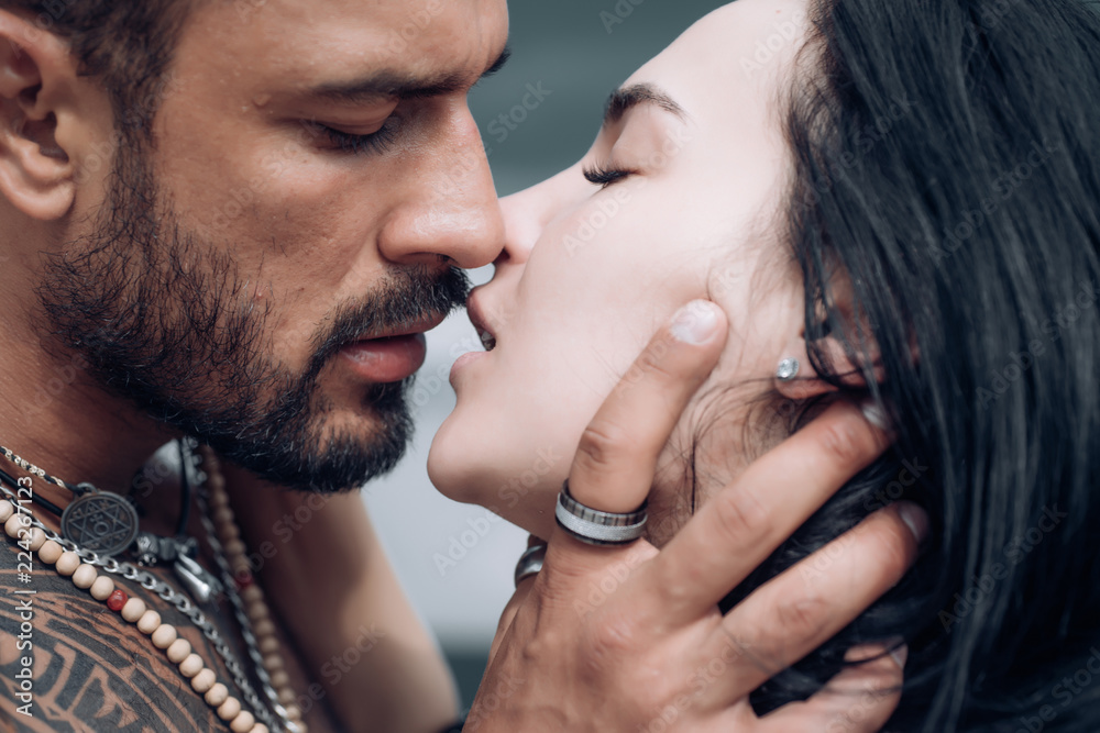 Sensual couple kiss. I Love You. Couple In Love. Romantic and love. Intimate  relationship and sexual relations. Dominant man. Closeup mouths kissing.  Passion and sensual touch. Stock Photo | Adobe Stock