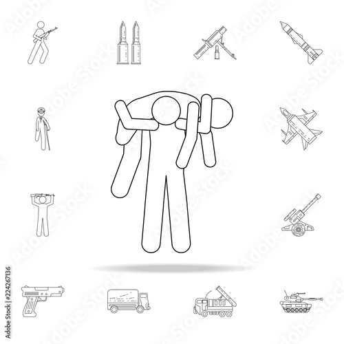 military helps a wounded man icon. Army icons universal set for web and mobile