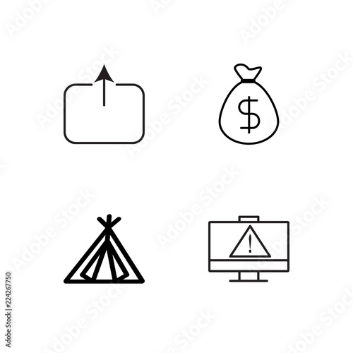 business simple outlined icons set