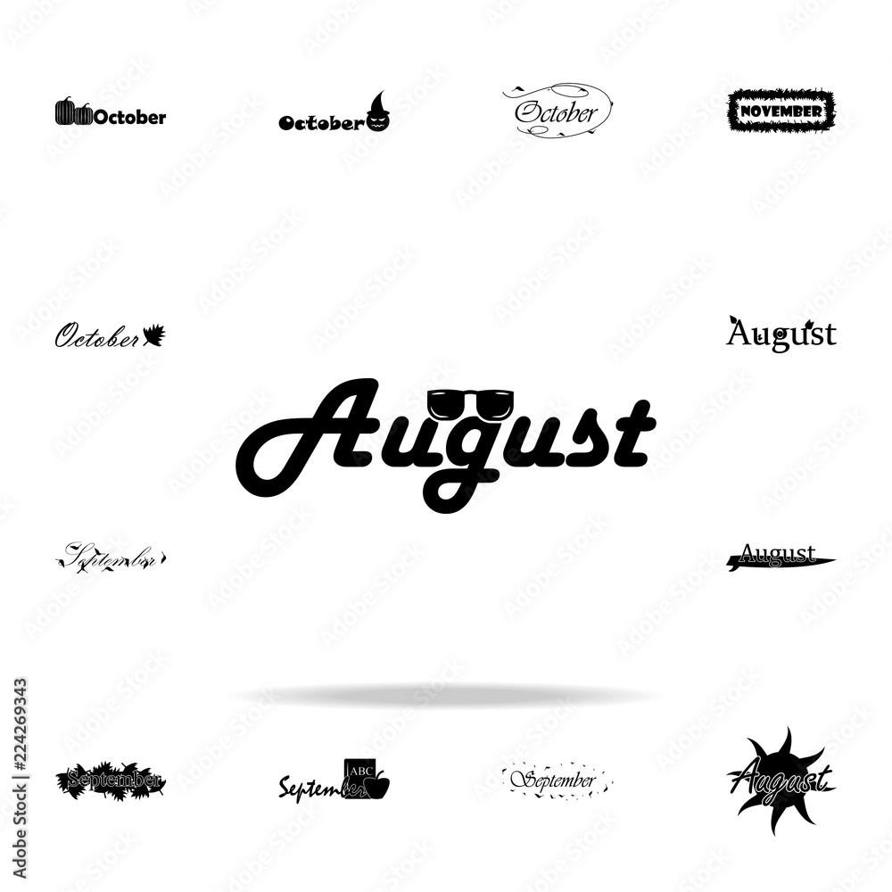 August icon. Name of month icons universal set for web and mobile