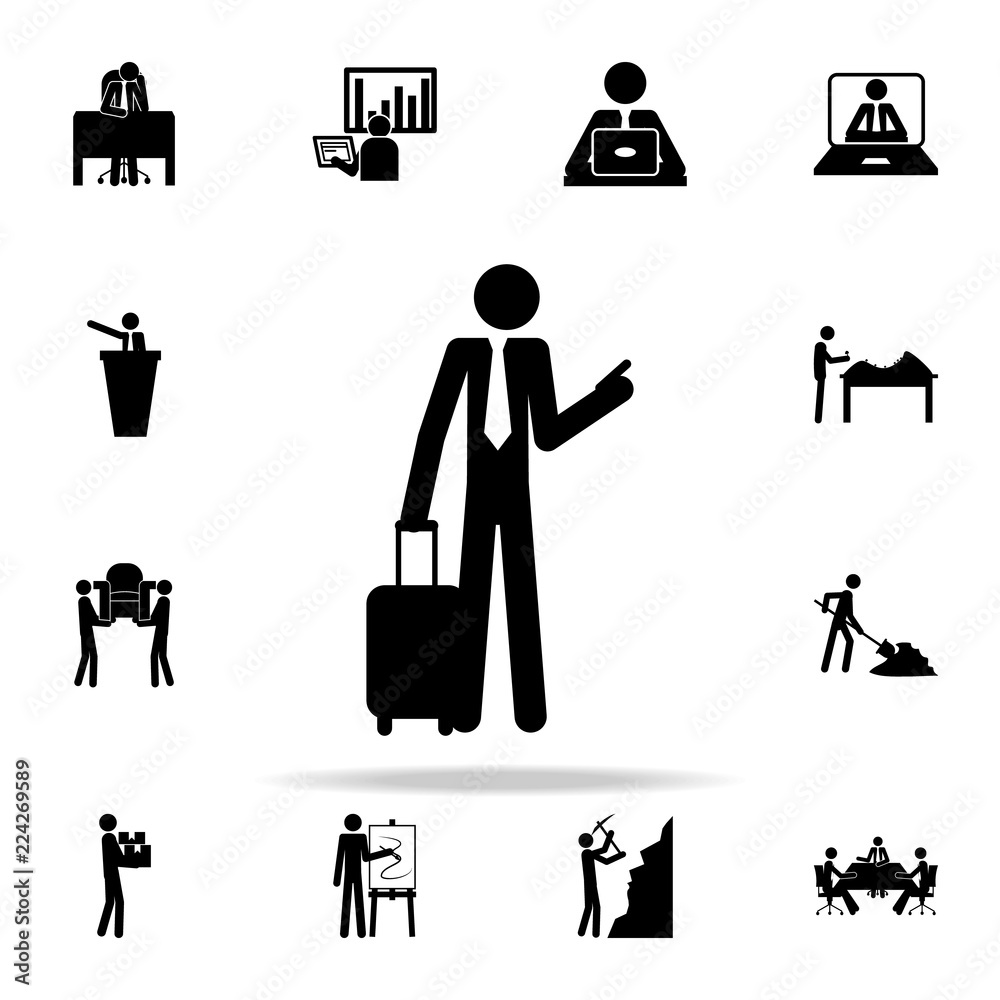 business man on a business trip icon. people in work icons universal set for web and mobile business man on a business trip icon. people in work icons universal set for web and mobile